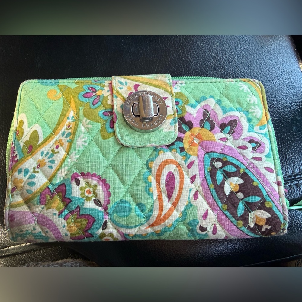Vera Bradley Green Floral Quilted Wallet